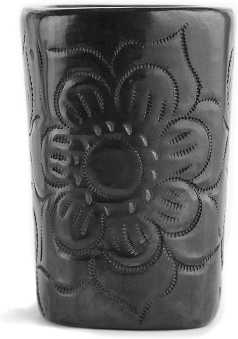 Authentic Handcrafted Barro Negro Square Mezcal Tequila Glasses, Set of Four