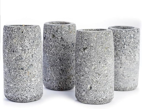 MEXTEQUIL Volcanic Basalt Rock Shot Glasses - Set of 4, 1.5oz, Eco-Friendly