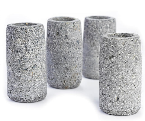 MEXTEQUIL Volcanic Basalt Rock Shot Glasses - Set of 4, 1.5oz, Eco-Friendly