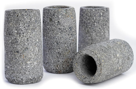 MEXTEQUIL Volcanic Basalt Rock Shot Glasses - Set of 4, 1.5oz, Eco-Friendly