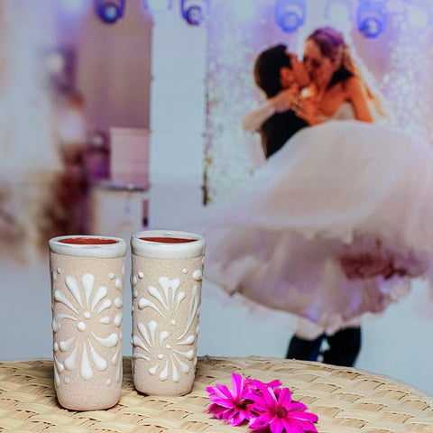 Arena Wedding Favor Shot Glasses – 2 oz Textured Ceramic for a Celebratory Toast – Unique, Elegant Party Favors for Guests at Receptions, Events & Rehearsal Dinners - MEXTEQUIL