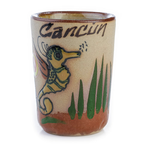 Ceramic Tequila Shot Glasses - Set of 4 - 2 Oz - Beach Collection (Cancun)