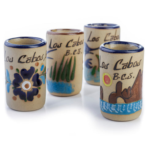 Vasos tequileros de cerámica alta temperatura - Set de 4 - 60 mL - Colección Playa - Los Cabos