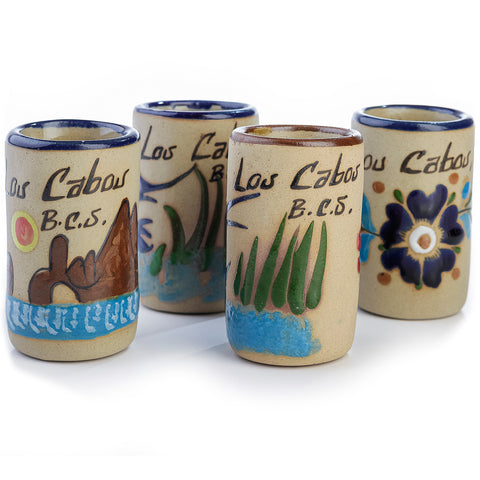 Vasos tequileros de cerámica alta temperatura - Set de 4 - 60 mL - Colección Playa - Los Cabos