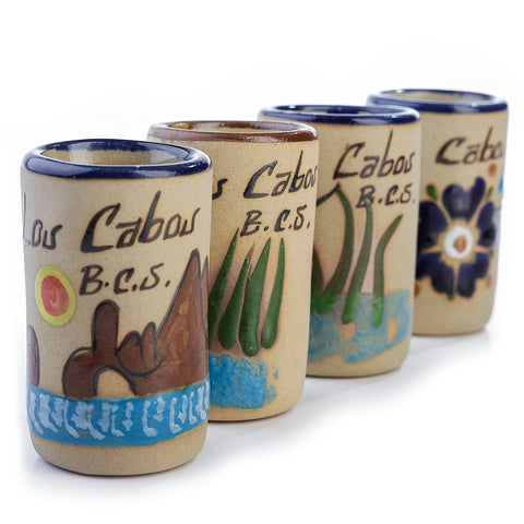 Vasos tequileros de cerámica alta temperatura - Set de 4 - 60 mL - Colección Playa - Los Cabos