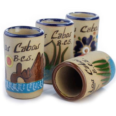 Vasos tequileros de cerámica alta temperatura - Set de 4 - 60 mL - Colección Playa - Los Cabos