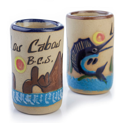 Vasos tequileros de cerámica alta temperatura - Set de 4 - 60 mL - Colección Playa - Los Cabos