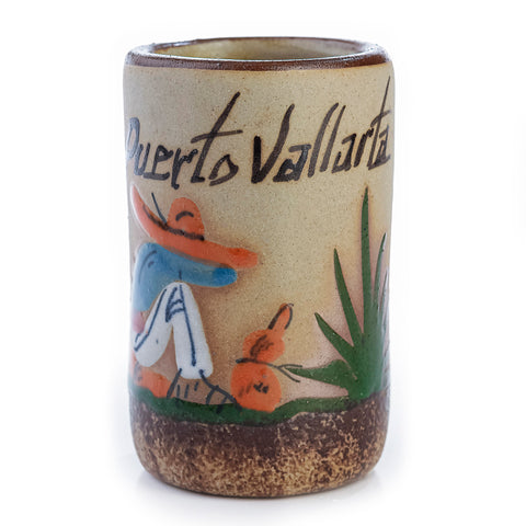 Ceramic Tequila Shot Glasses - Set of 4 - 2 Oz - Beach Collection (Puerto Vallarta)