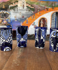 Talavera Shot Glasses - Set of 4 - 2 Oz (Classic Blue) - MEXTEQUIL: MEXICRAFT IMPORTS LLC