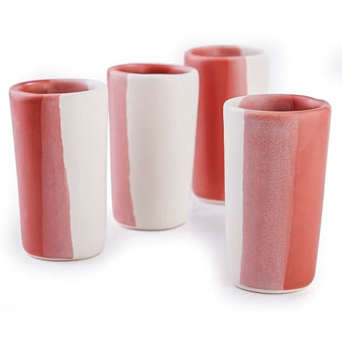 MEXTEQUIL Artisan Handmade Ceramic Shot Glasses Set - Modern Tequila & Mezcal Shooters - Unique Rustic Home Bar Gift (Canyon Clay) - MEXTEQUIL