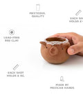 Set of 4 Red Clay Tequila Shot Glasses from Oaxaca - MEXTEQUIL