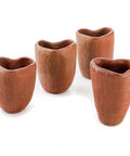 Set of 4 Red Clay Tequila Shot Glasses from Oaxaca - MEXTEQUIL