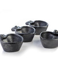 MEXTEQUIL - Tequila Shot Glasses - Set of 4 Oaxaca Black Clay Mexican Shot Glasses - 2 Oz (Mezcal Love) - MEXTEQUIL