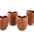 Set of 4 Red Clay Tequila Shot Glasses from Oaxaca - MEXTEQUIL