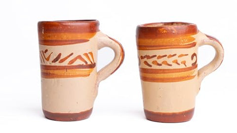 Terracotta Shot Glasses - Set of 4 - 2 Oz (With Handle) - MEXTEQUIL: MEXICRAFT IMPORTS LLC