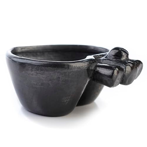 MEXTEQUIL - Tequila Shot Glasses - Set of 4 Oaxaca Black Clay Mexican Shot Glasses - 2 Oz (Mezcal Love) - MEXTEQUIL