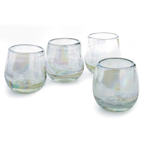 Hand-Blown Glass Barrel Tequila Shot Glasses – Artisan Mexican Barware | Set of 4 - MEXTEQUIL
