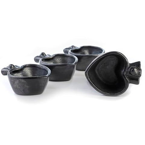 MEXTEQUIL - Tequila Shot Glasses - Set of 4 Oaxaca Black Clay Mexican Shot Glasses - 2 Oz (Mezcal Love) - MEXTEQUIL