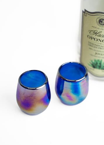 Hand-Blown Glass Barrel Tequila Shot Glasses – Artisan Mexican Barware | Set of 4 - MEXTEQUIL