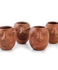 Set of 4 Red Clay Tequila Shot Glasses from Oaxaca - MEXTEQUIL