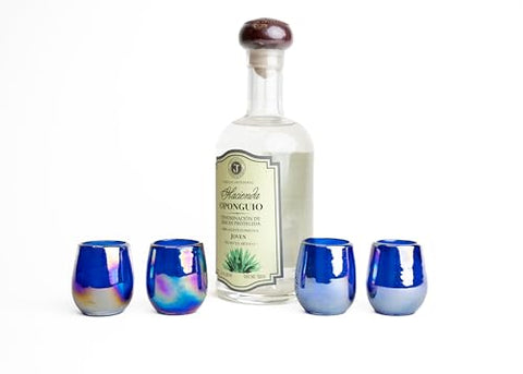 Hand-Blown Glass Barrel Tequila Shot Glasses – Artisan Mexican Barware | Set of 4 - MEXTEQUIL