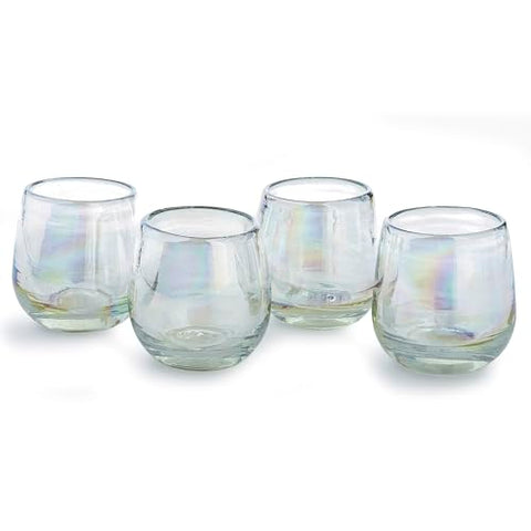 Hand-Blown Glass Barrel Tequila Shot Glasses – Artisan Mexican Barware | Set of 4 - MEXTEQUIL
