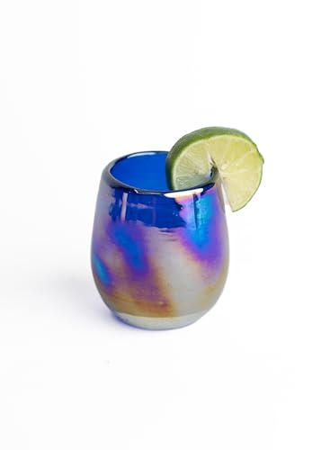 Hand-Blown Glass Barrel Tequila Shot Glasses – Artisan Mexican Barware | Set of 4 - MEXTEQUIL