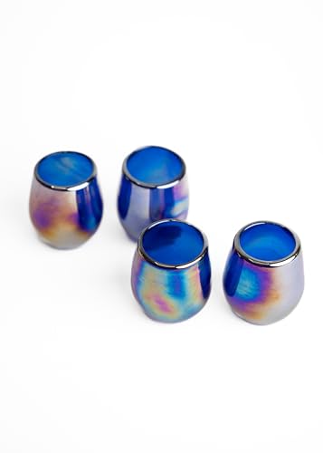Hand-Blown Glass Barrel Tequila Shot Glasses – Artisan Mexican Barware | Set of 4 - MEXTEQUIL