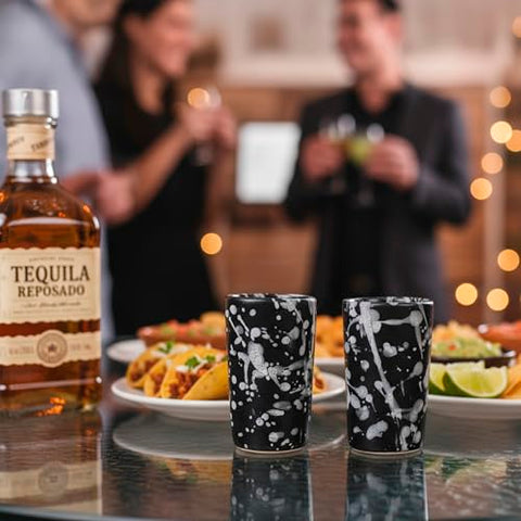 Handcrafted Ceramic Tequila Shot Glasses – Monochrome Splash | Set of 4 - MEXTEQUIL