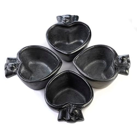 MEXTEQUIL - Tequila Shot Glasses - Set of 4 Oaxaca Black Clay Mexican Shot Glasses - 2 Oz (Mezcal Love) - MEXTEQUIL