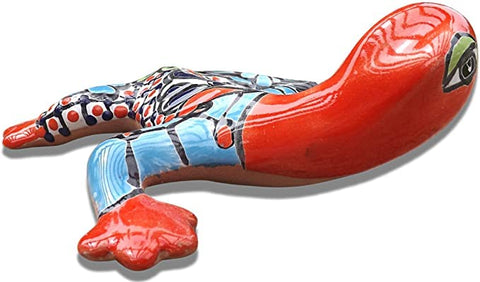 MEXTEQUIL - Soporte de pared de cerámica mexicana Talavera Gecko - Pintado a mano - Jardín de cerámica hecho a mano (9 x 8) - MEXTEQUIL