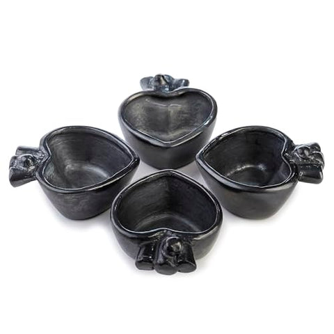 MEXTEQUIL - Tequila Shot Glasses - Set of 4 Oaxaca Black Clay Mexican Shot Glasses - 2 Oz (Mezcal Love) - MEXTEQUIL