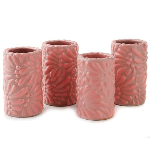 Hand-Painted Talavera Tequila Shot Glasses – Mexican Pink Fusion | Set of 4 - MEXTEQUIL