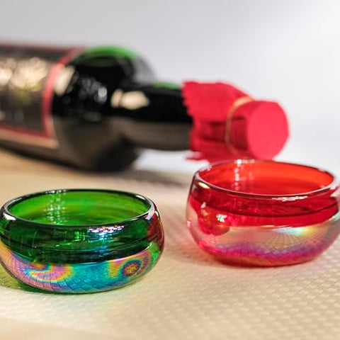 MEXTEQUIL - Authentic Mexican Tequila Mezcal Shot Glasses - Mezcalero - Jicaras - Set of shot glasses - 4 pcs - 2 Oz - Mexican Hand Blown Shot Glass (Mixed Colors) - MEXTEQUIL