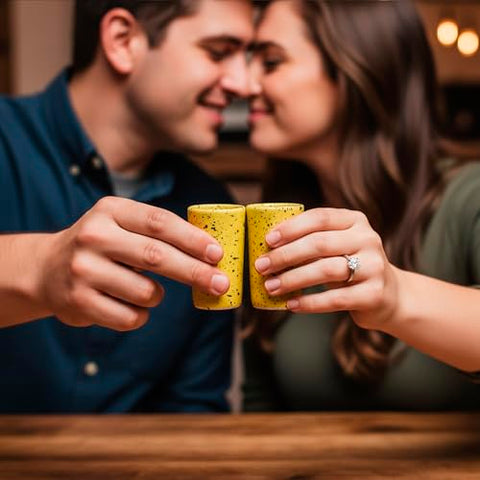 MEXTEQUIL Artisan Handmade Ceramic Shot Glasses Set - Modern Tequila & Mezcal Shooters - Unique Rustic Home Bar Gift (Lemon Drop) - MEXTEQUIL