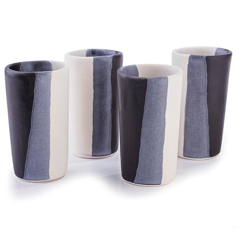 MEXTEQUIL Artisan Handmade Ceramic Shot Glasses Set - Modern Tequila & Mezcal Shooters - Unique Rustic Home Bar Gift (Midnight Eclipse) - MEXTEQUIL