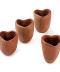Set of 4 Red Clay Tequila Shot Glasses from Oaxaca - MEXTEQUIL