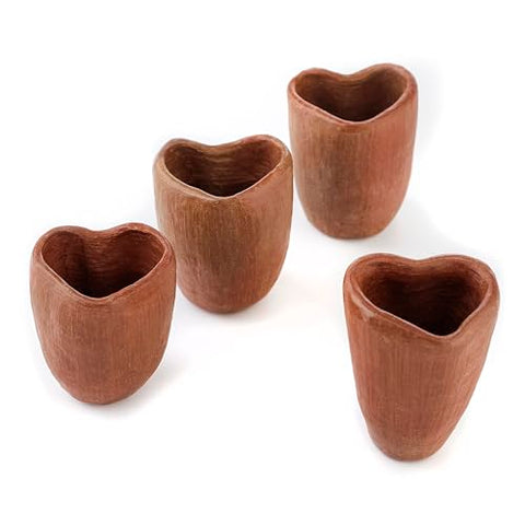 Set of 4 Red Clay Tequila Shot Glasses from Oaxaca - MEXTEQUIL