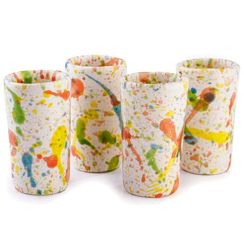 Handcrafted Ceramic Tequila Shot Glasses – Confetti Pop | Set of 4 - MEXTEQUIL