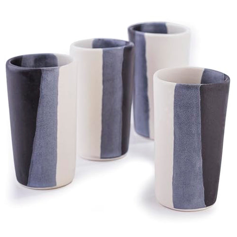 MEXTEQUIL Artisan Handmade Ceramic Shot Glasses Set - Modern Tequila & Mezcal Shooters - Unique Rustic Home Bar Gift (Midnight Eclipse) - MEXTEQUIL