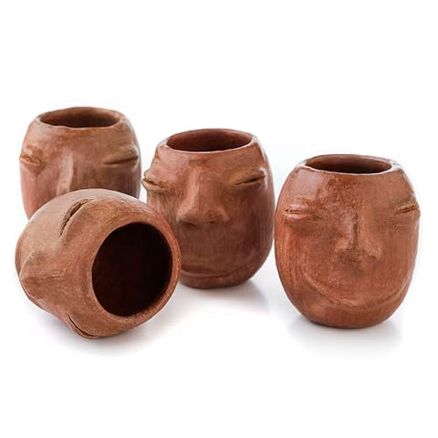 Set of 4 Red Clay Tequila Shot Glasses from Oaxaca - MEXTEQUIL