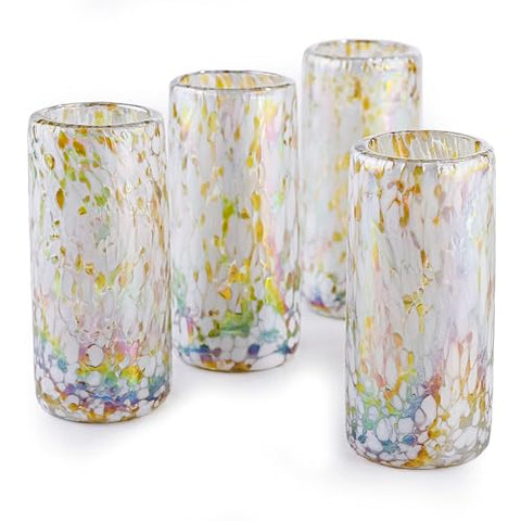 MEXTEQUIL Specialty Mexican Tequila Glasses, Hand-Blown with Unique Color & Texture Set of 4 pieces (Golden Spots) - MEXTEQUIL
