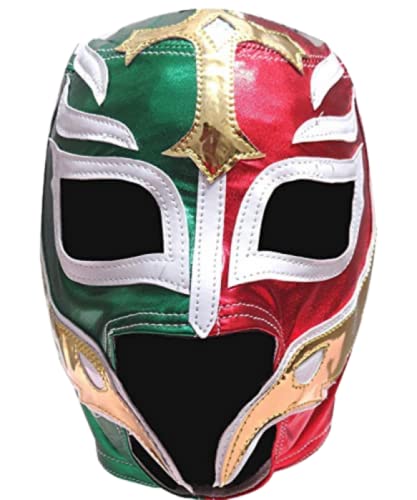 Luchador Mask Adult Wrestling Costume wear Mexican Lucha Libre Pro-Fit Lycra color: Rey Misterio - MEXTEQUIL: MEXICRAFT IMPORTS LLC