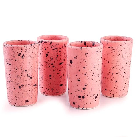 MEXTEQUIL Artisan Handmade Ceramic Shot Glasses Set - Modern Tequila & Mezcal Shooters - Unique Rustic Home Bar Gift (Cotton Candy Speckle) - MEXTEQUIL
