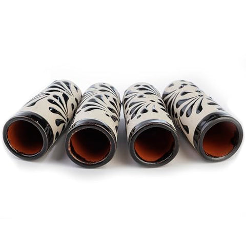 Handcrafted Floral Ceramic Tequila Shot Glasses – Traditional Mexican Design | Set of 4 - MEXTEQUIL
