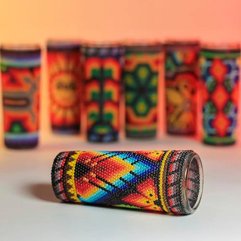 Huichol Wixárika Beaded Tequila Shot Glass – Chaquira Folk Art - MEXTEQUIL