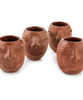 Set of 4 Red Clay Tequila Shot Glasses from Oaxaca - MEXTEQUIL