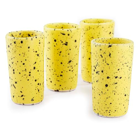 MEXTEQUIL Artisan Handmade Ceramic Shot Glasses Set - Modern Tequila & Mezcal Shooters - Unique Rustic Home Bar Gift (Lemon Drop) - MEXTEQUIL