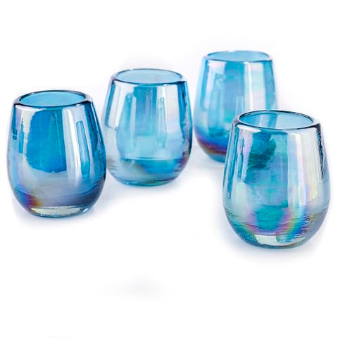 Hand-Blown Glass Barrel Tequila Shot Glasses – Artisan Mexican Barware | Set of 4 - MEXTEQUIL