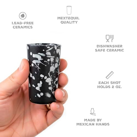 Handcrafted Ceramic Tequila Shot Glasses – Monochrome Splash | Set of 4 - MEXTEQUIL
